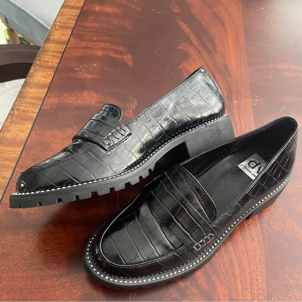 Dolce Vita Faux Crocodile Studded Loafers - size 7
